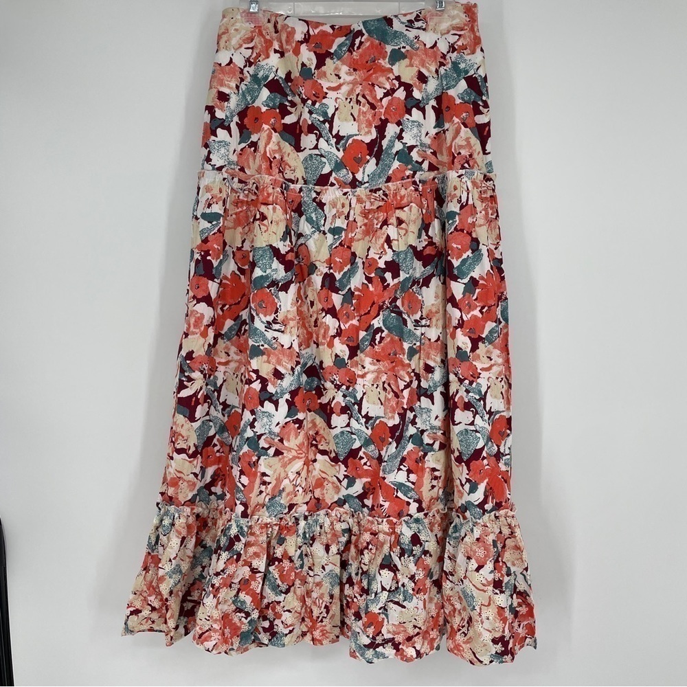Luna Moon Floral  Tiered Maxi Boho Gypsy Cottage Skirt